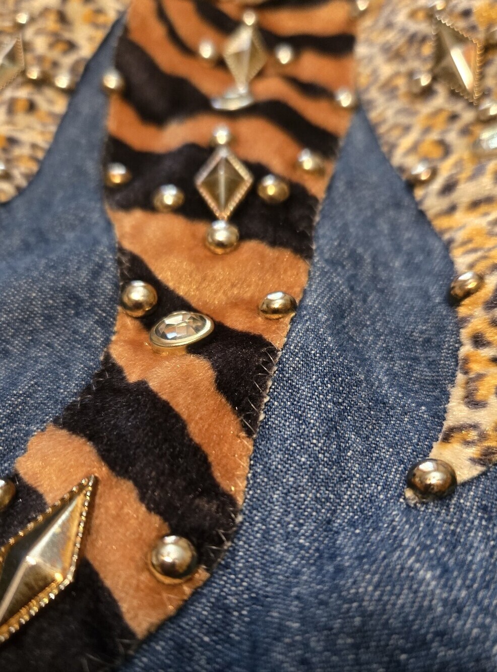Le Fete 80s/90s Maximalist Western-style Cotton Denim Shirt With Animal Print XL - Picture 4 of 10
